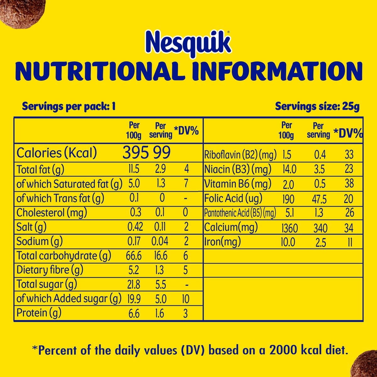 Nestle Nesquik Chocolate Cereal Bar 25 g