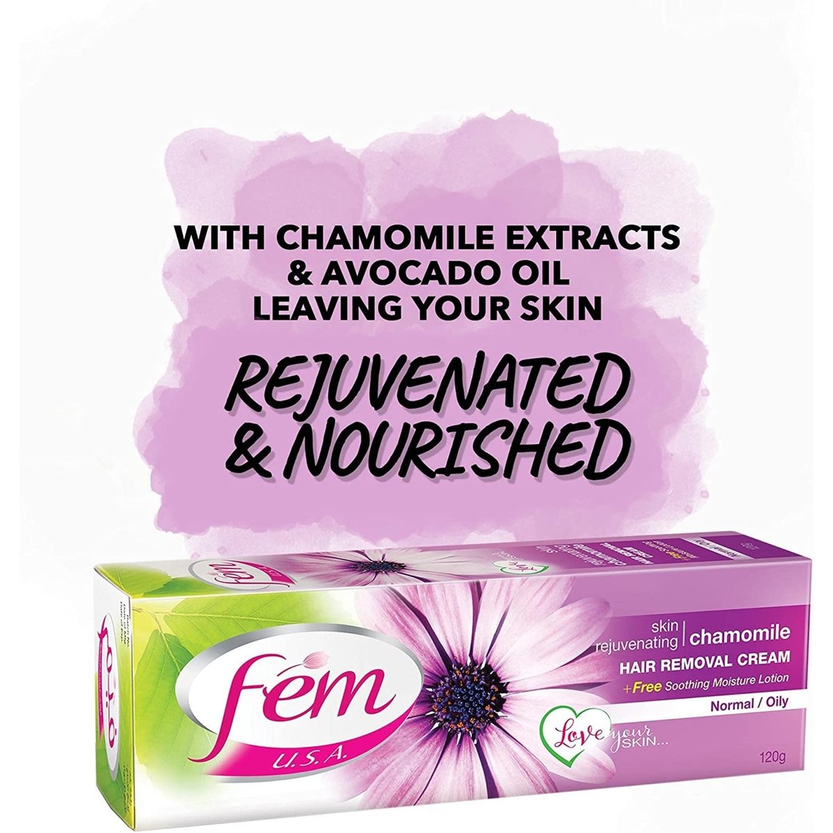 Fem USA Hair Removal Cream with Rejuvenating Chamomile For Rejuvenating Skin 120 g