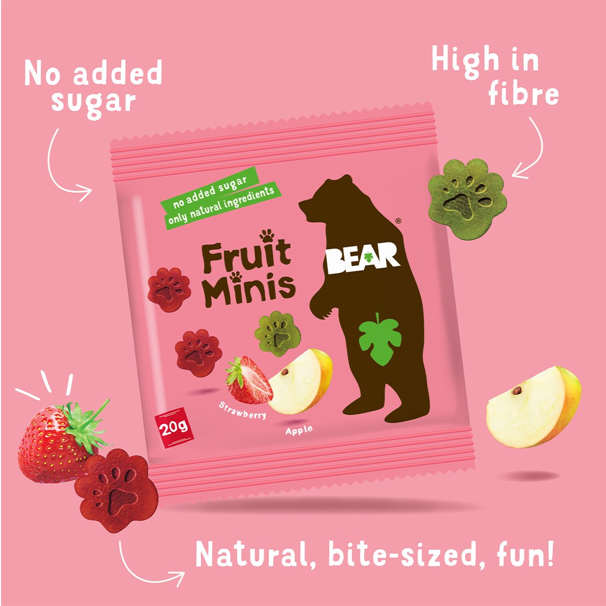 Bear Minis Fruit Shapes Strawberry & Apple 5 x 20 g