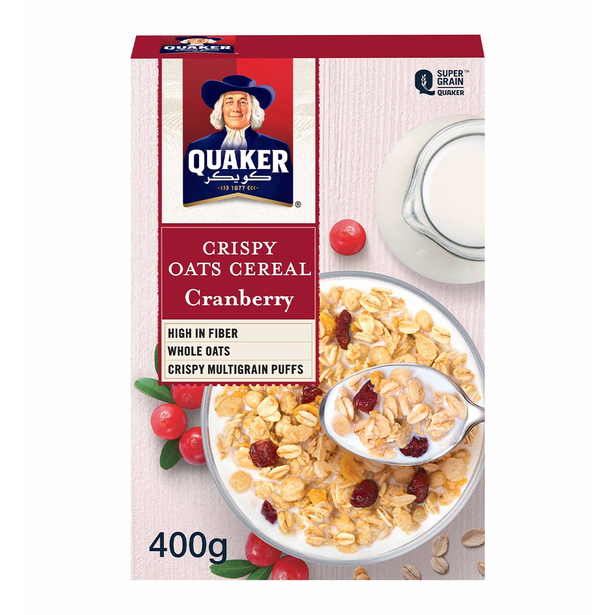 Quaker Crispy Oats Cereal Cranberry 400 g