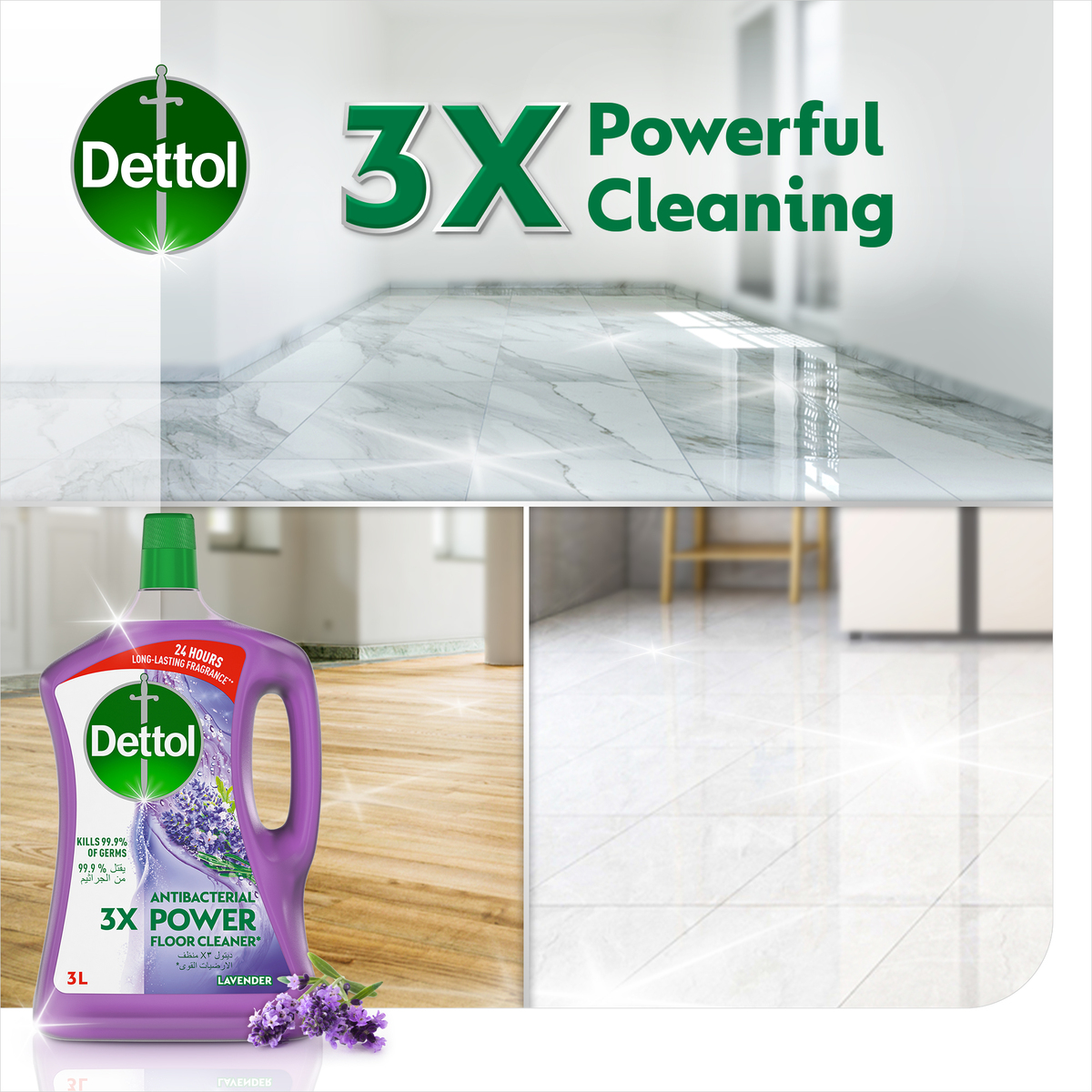 Dettol Lavender Antibacterial Power Floor Cleaner 3Litre