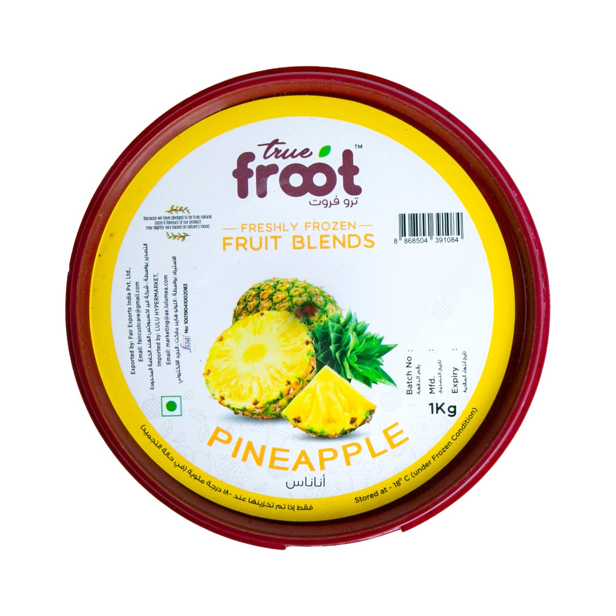 True Froot Freshly Frozen Pineapple Fruit Blend 1 kg