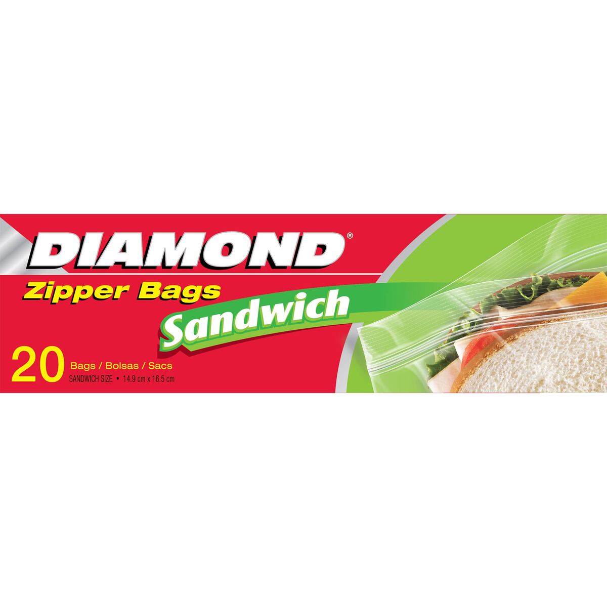 Diamond Sandwich Zipper Bags 14.9cmx16.5cm 20 pcs
