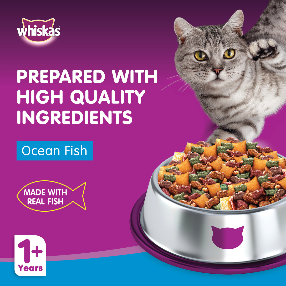 Whiskas Ocean Fish Dry Food for Adult Cats 1+ Years 1.2 kg