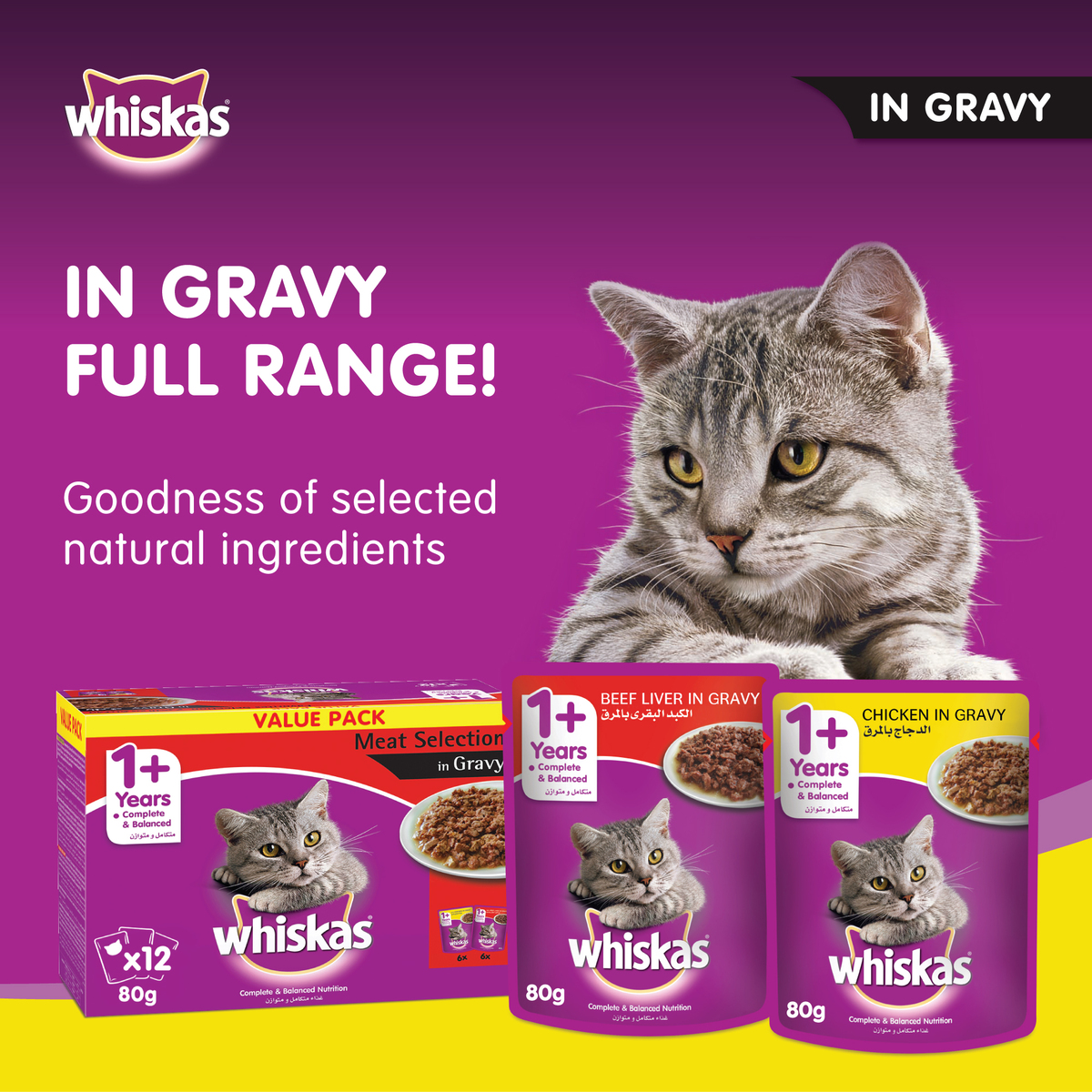 Whiska Cat Food With Chicken In Gravy For 1+ years 80 g