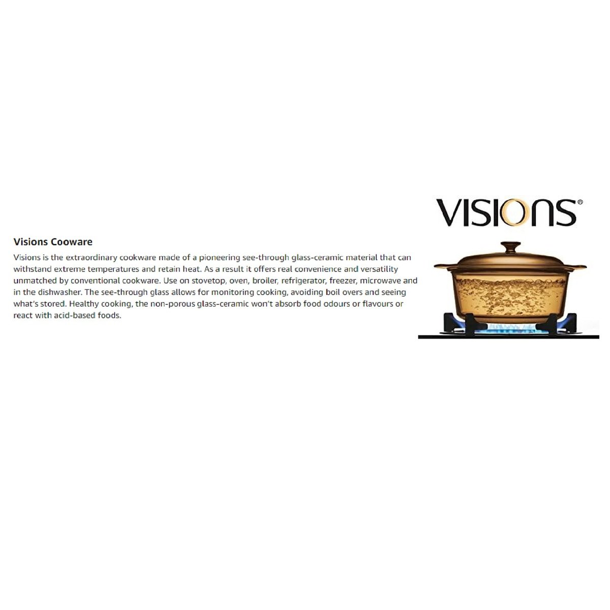 Vision Glass Cooking Pots 4pcs‎ Set 1Ltr Sauce Pan + 2.25Ltr Cooking Pot VS-340