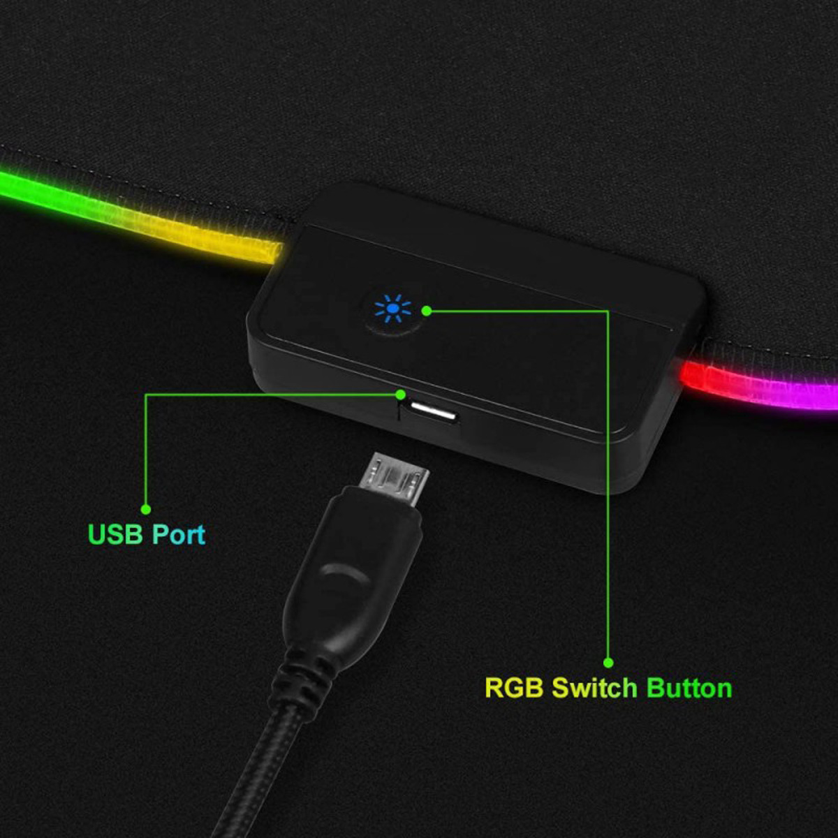 Trands RGB Gaming Mouse Pad, Black, TR-GMP476