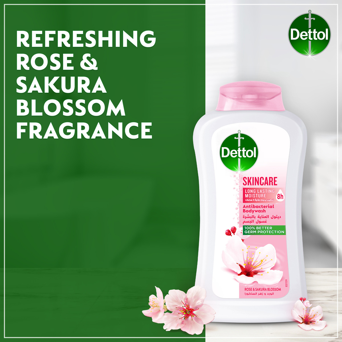 Dettol Skincare & Bodywash Rose & Sakura Blossom Fragrance 2 x 250 ml