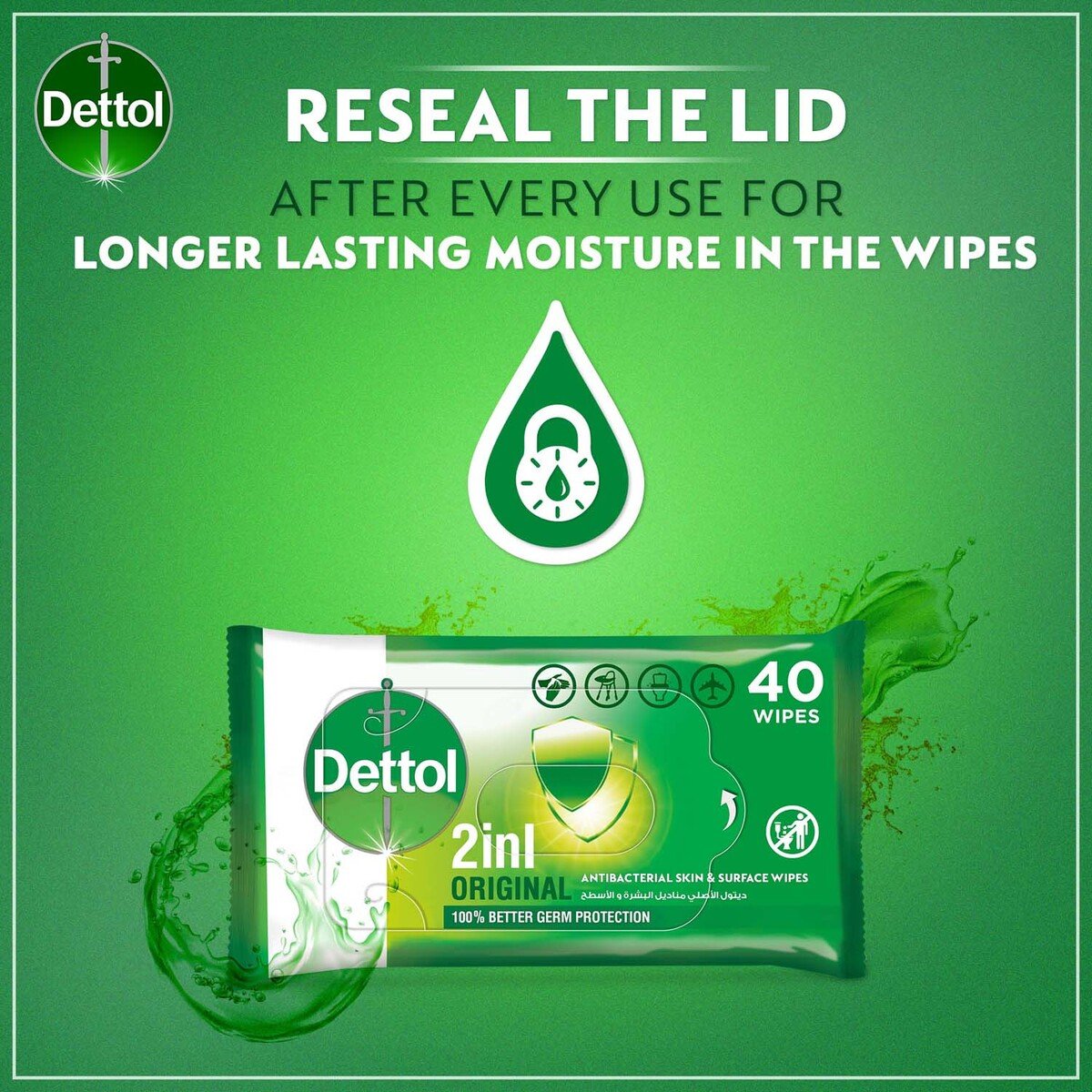 Dettol Original Antibacterial Skin Wipes 40 pcs