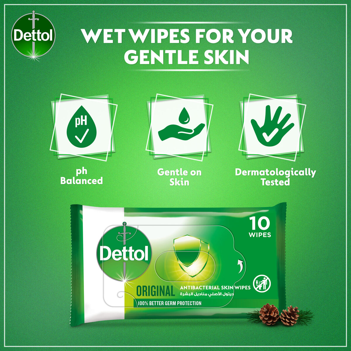 Dettol Original Antibacterial Skin Wipes 10pcs