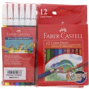 فابر-كاستل طباشير  تلوين جامبو 12 لون + أقلام تخطيط للتلوين 6 ألوان + أقلام تلوين خشبية 12 لون