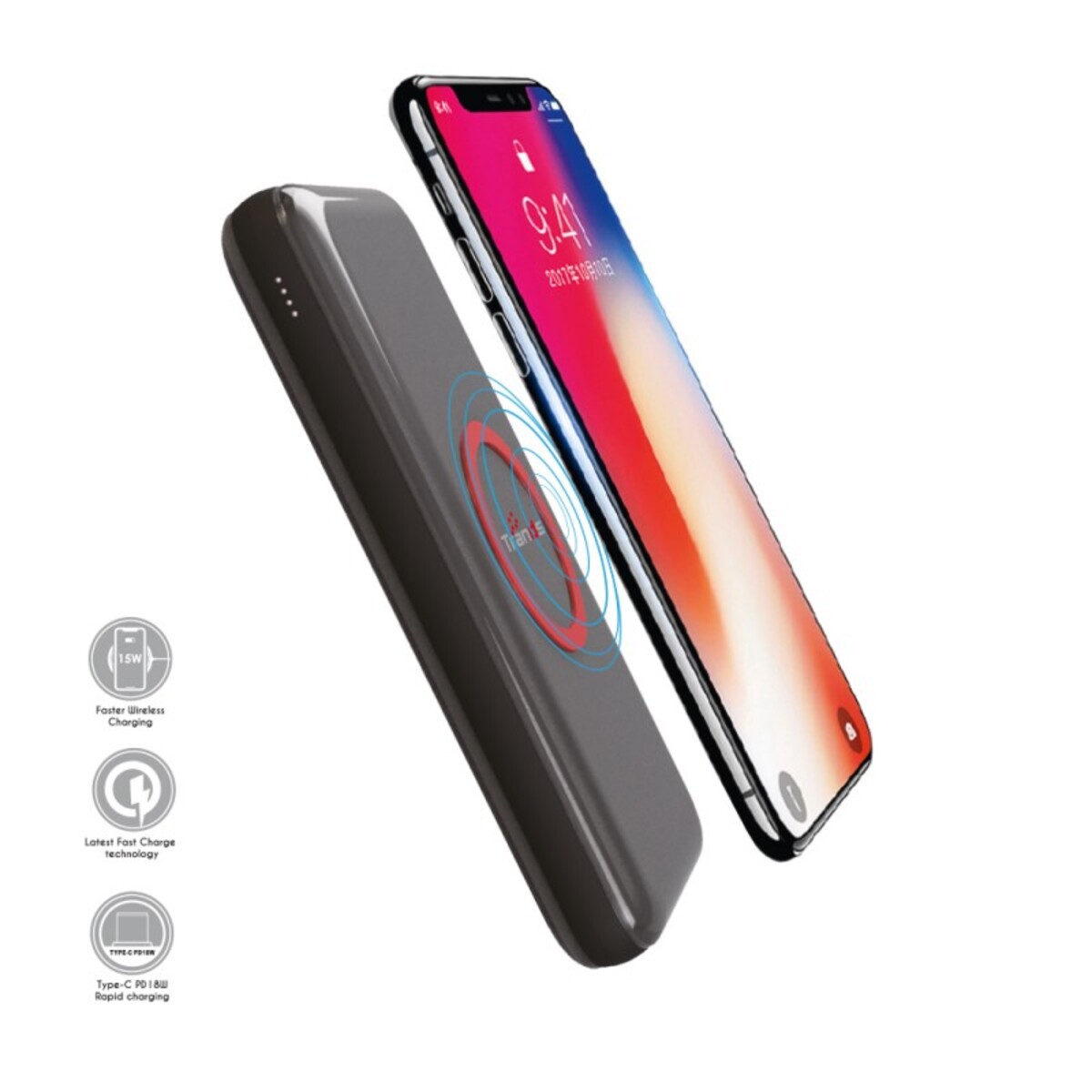 Trands Power Bank With Fast Wirless Charging QC 30 PD 10000mAh PB1309