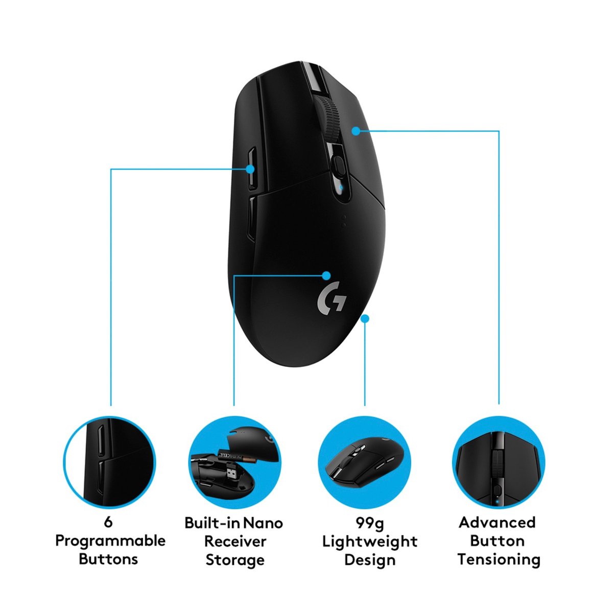 Logitech G305 LIGHTSPEED Wireless Gaming Mouse - BLACK - USB