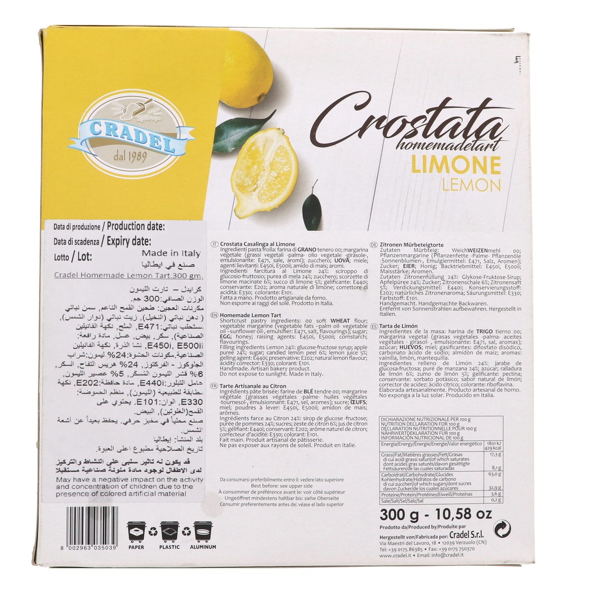 Cradel Crostata Homemade Lemon Tart 300 g