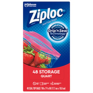 Ziploc Double Zipper Storage Bag Size: 17.7 cm x 18.8 cm, 48 pcs