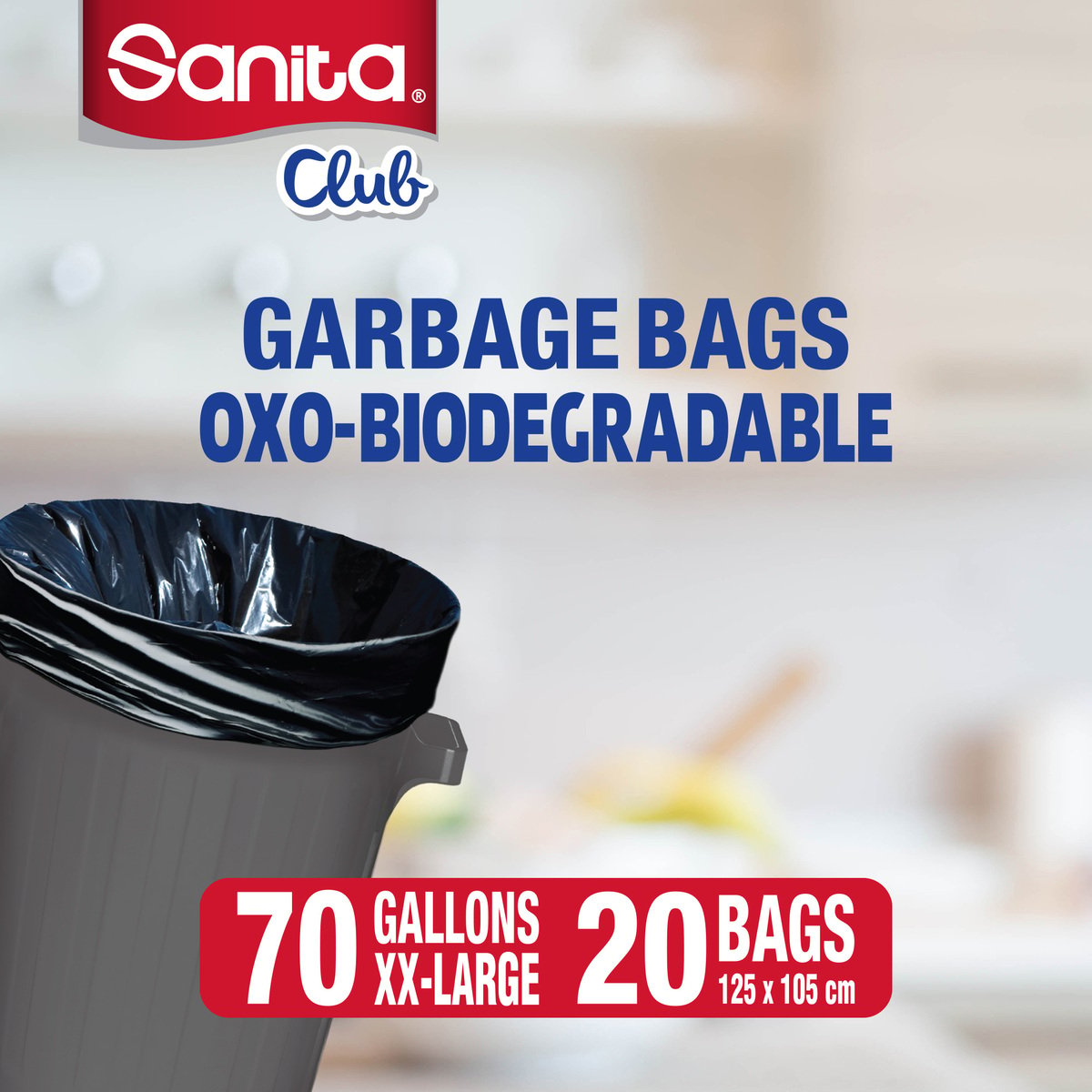 Sanita Club Garbage Bags Oxo-Biodegradable 70 Gallons XX-Large Size 125 x 105cm 2 x 10pcs