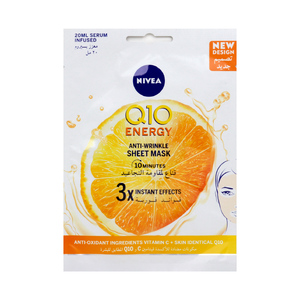 Nivea Face Q, 10 Plus C Sheet Mask Serum Infused with Q, 10 and Vitamin C, 1 pc