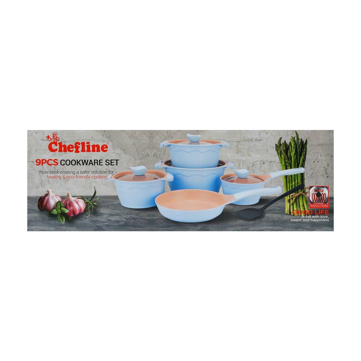 Chefline Die Cast Cookware Set Alfeta 9pcs Induction Assorted Colors