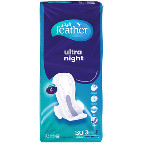 Feather Ultra Night Sanitary Pads With Wings 3 Size  30pcs