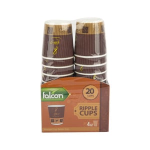 Falcon Brown Ripple Paper Cups Size 4oz 20pcs