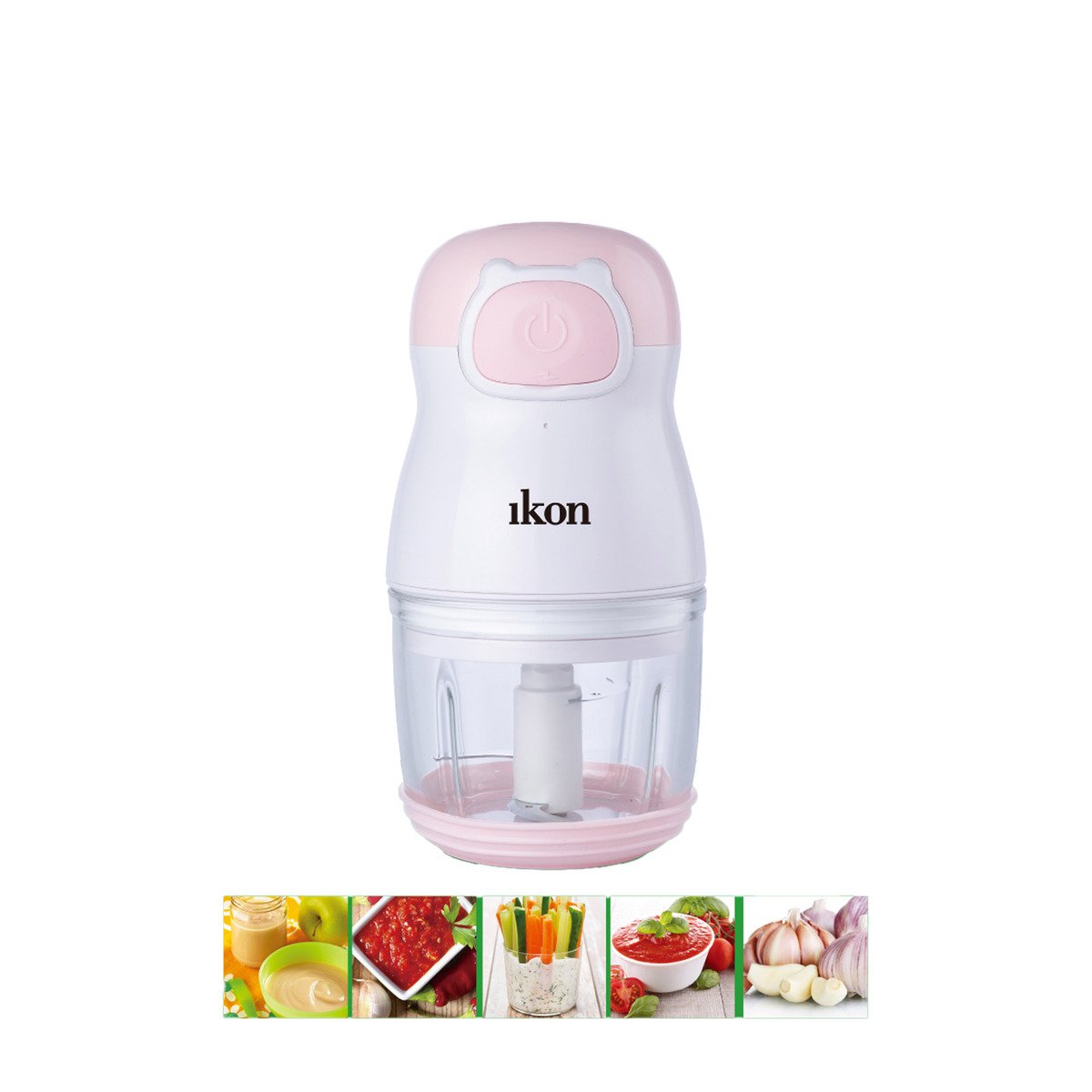 Ikon Rechargeable Glass Chopper With Stainless Steel Blades, 300 ml, IK-CRC74