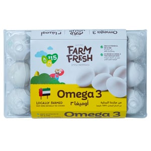 Farm Fresh Omega 3 White Eggs Medium 15 pcs