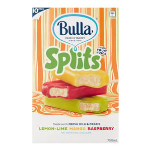 Bulla Splits Lemon-Lime Mango Raspberry Ice Cream Sticks 10 pcs 750 ml