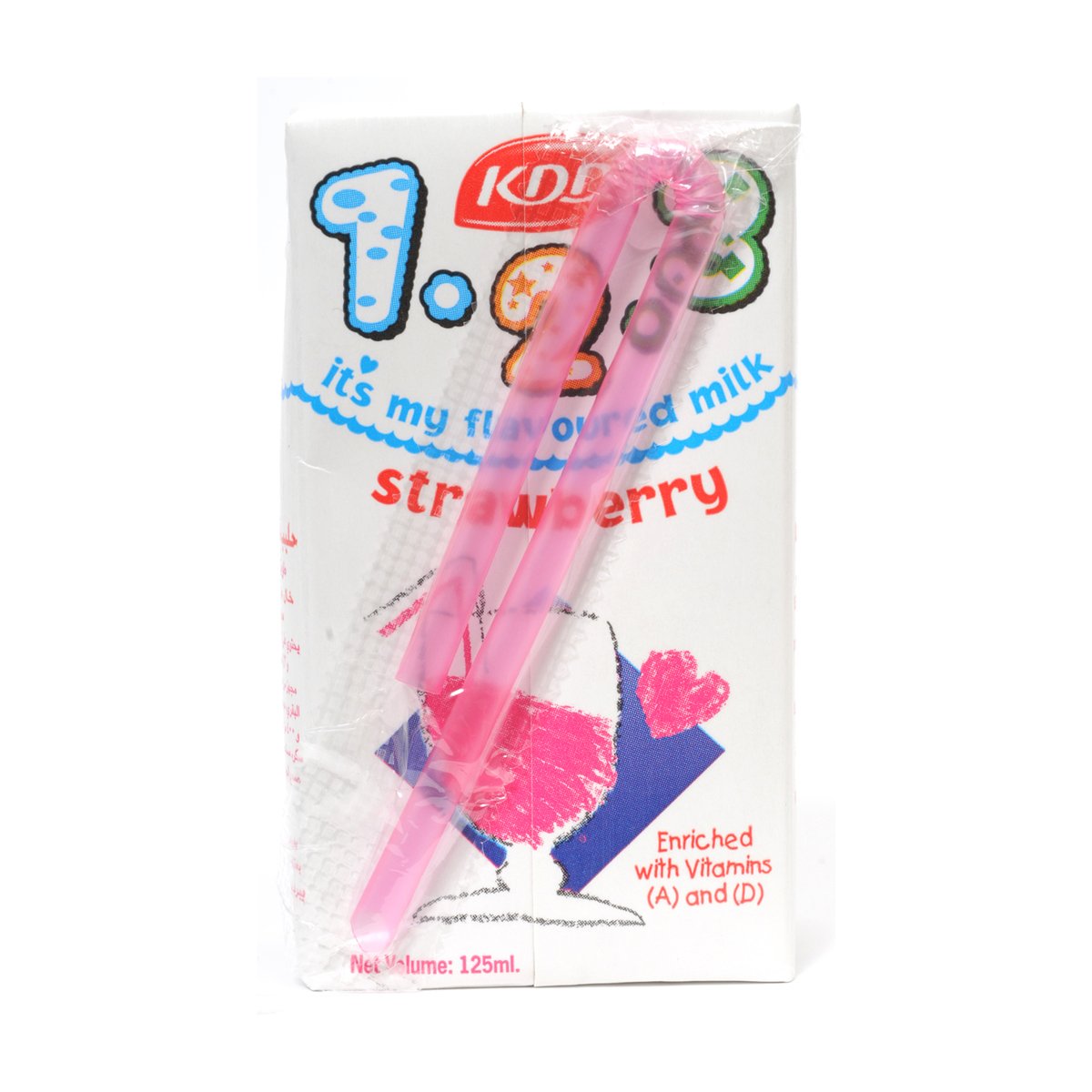 KDD 1-2-3 Strawberry Milk Long Life Low Fat 6 x 125 ml