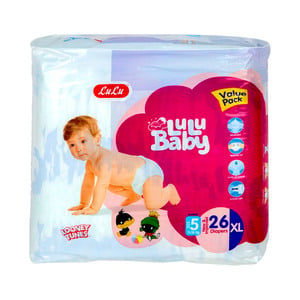 LuLu Baby Diapers Size 5 Extra Large 11-18kg Value Pack 26 pcs