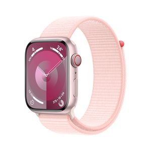 Apple Watch Series 9 GPS + Cellular, Pink Aluminium Case with Light Pink Sport Loop, 45 mm, MRMM3QA/A