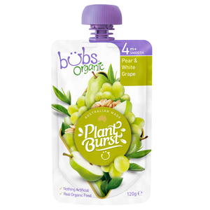 Organic Bubs Baby Food Pear & White Grape 120 g