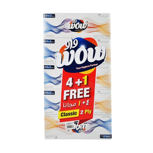 Wow Classic Facial Tissue 2ply 5 x 200 Sheets