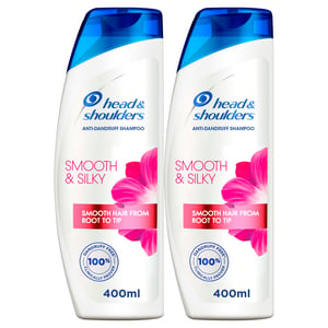 Head & Shoulders Smooth & Silky Anti-Dandruff Shampoo for Dry and Frizzy Hair 2 x 400 ml