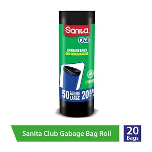 Sanita Club Garbage Bags Biodegradable 50 Gallons Large Size 75 x 103cm 20 pcs