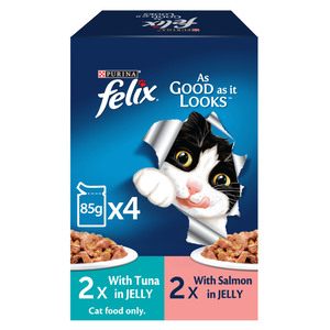 Purina Felix As Good As It Looks Adult Cat Food With Tuna & Salmon In Jelly 4 x 85 g