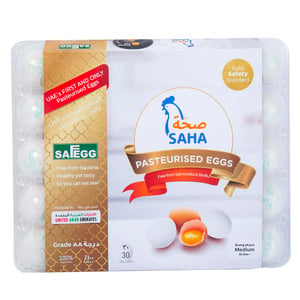 Saha Pasteurised White Eggs Medium 30 pcs
