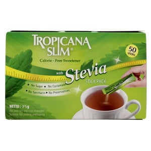 Tropicana Slim Calorie Free Sweetener With Stevia Stick Pack 50 pcs