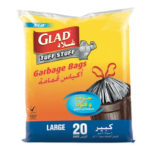 Glad Tuff Stuff Black Garbage Drawstring Bag Large Size 70cm x 81cm 20pcs