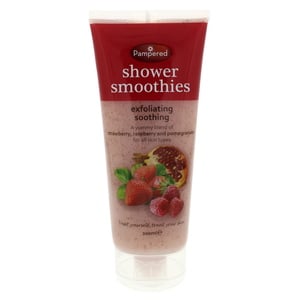 Pampered Exfoliating Soothing Strawberry Raspberry And Pomegranate Shower Smoothies 200 ml