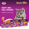 Whiskas Tasty Mix Land & Sea Collection in Gravy Wet Cat Food For 1+ Years Adult, 12 x 70 g