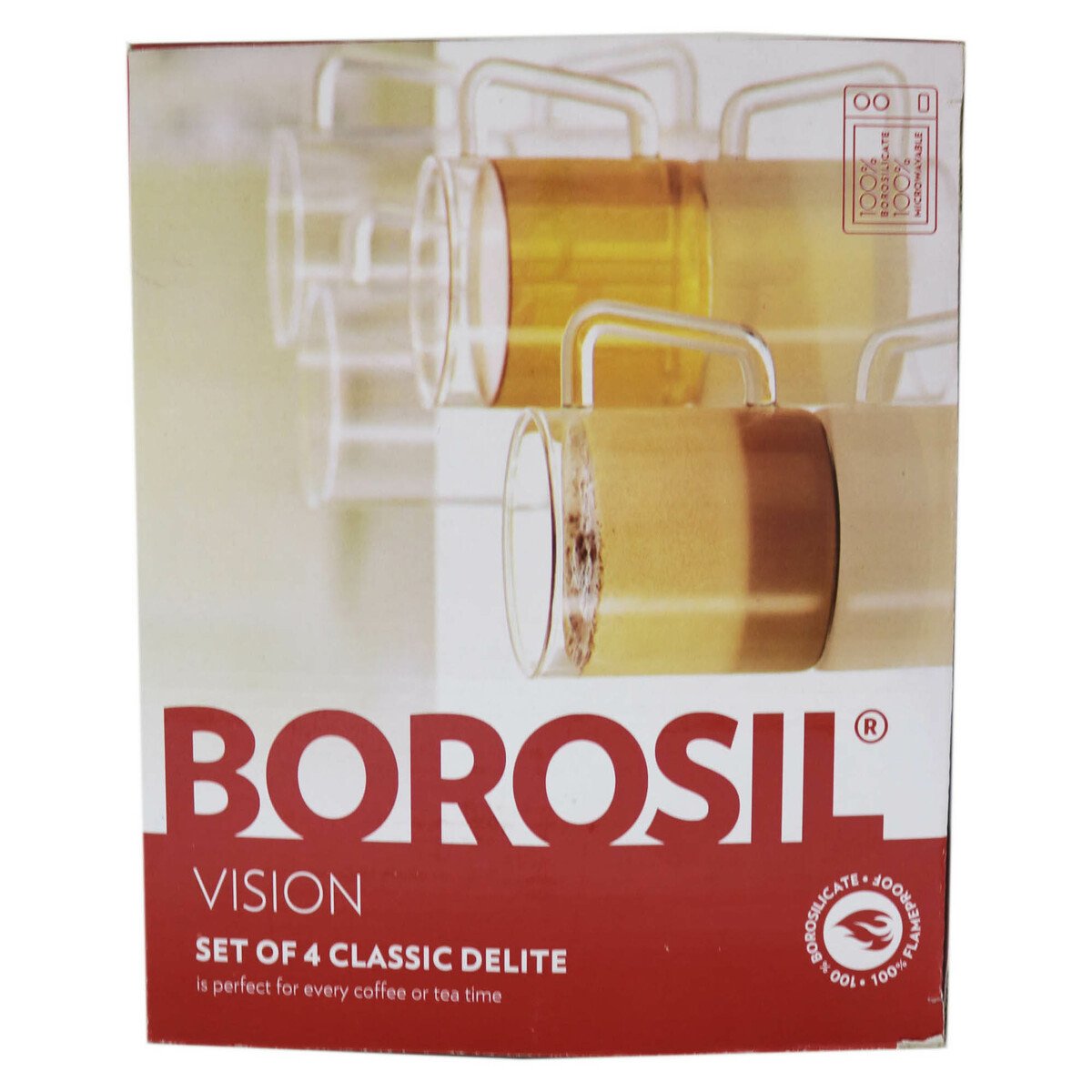 Borosil Glass Cup Classic Delta 4pcs