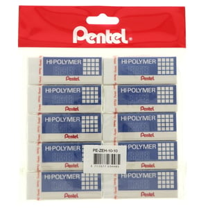 Pentel Hi-Polymer Eraser 10Pc PEZEH10