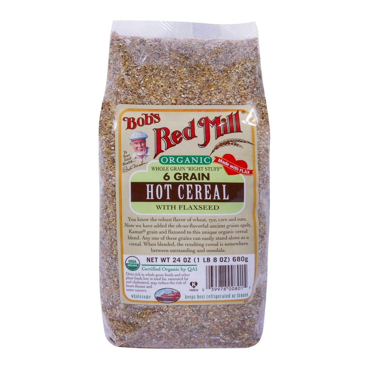 Bobs Red Mill Organic 6 Grain Hot Cereal with Flaxseed 680 g