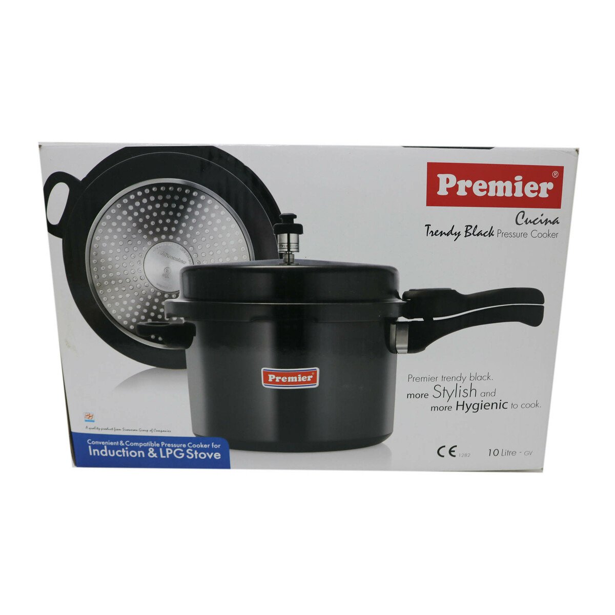 Premier Pressure Cooker Black Trendy Induction Base 10L