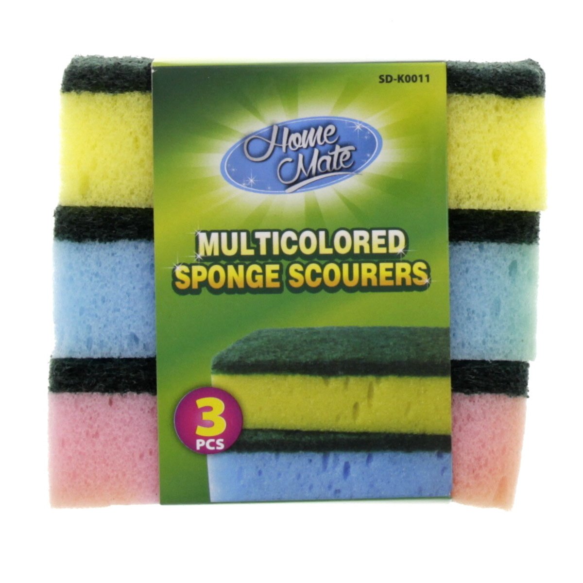 Home Mate Multi Colored Sponge Scourers 3 pcs