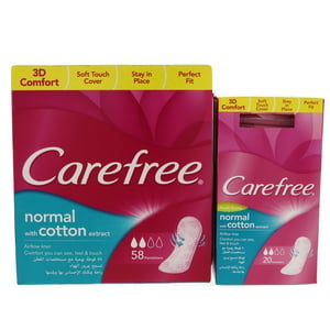 Carefree Panty Liners Fresh Scent Cotton Feel 58 pcs + Fresh Scent 20pcs