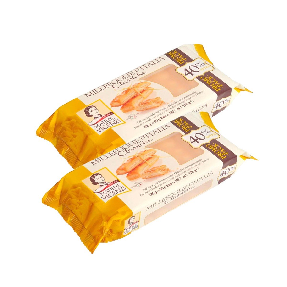 Matilde Vicenzi Millefoglie D'Italia Puff Pastry Sticks With Butter Value Pack 2 x 125 g