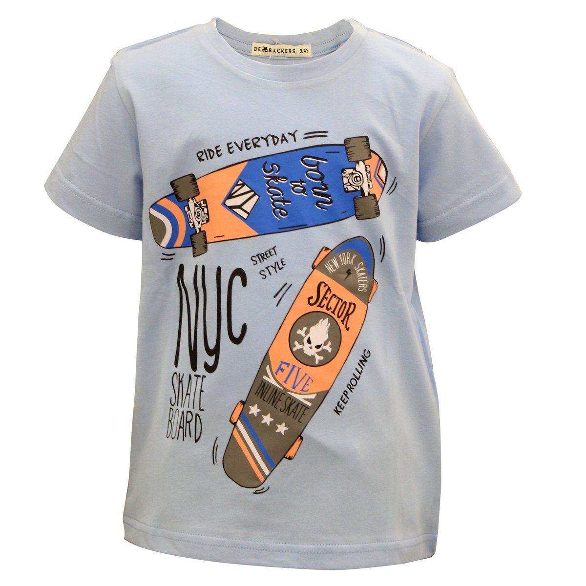 Debackers Boys T-Shirt Lt. Blue-- 7 - 8 Years