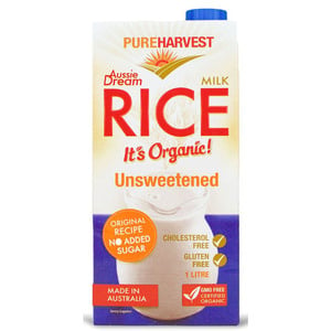 Pureharvest Aussie Dream Unsweetened Organic Rice Milk 1 Litre