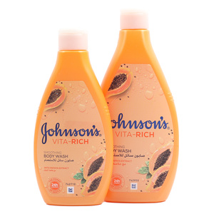 Johnson's Vita-Rich Smoothing Body Wash With Papaya Extract 400 ml + 250 ml